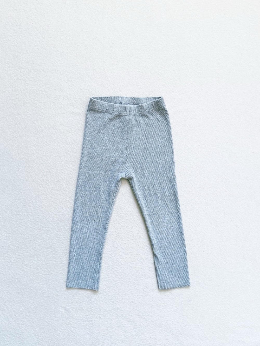 5/$18 Toddler Kids Heather Grey Fine Ribbed Knit Soft Leggings Pants Cotton Sz